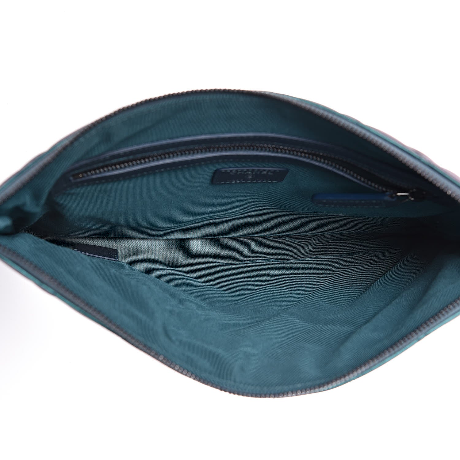 Chanel Iridescent Lambskin Quilted Medium Cosmetic Case Turquoise 5 of 8