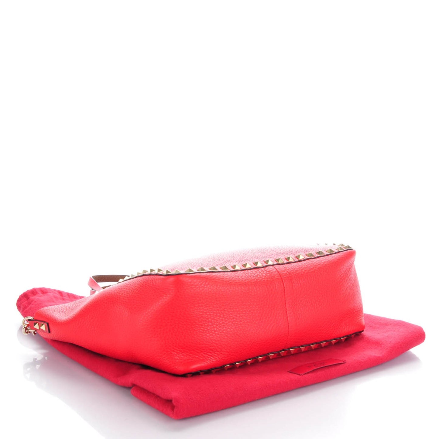 Pebbled Calfskin Small Rockstud Reversible Tote Light Cuir Rosso Valentino