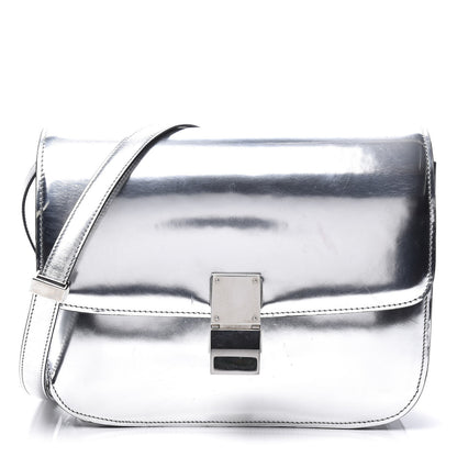 Celine Mirror Box Calfskin Medium Classic Box Flap Bag Silver 1 of 12