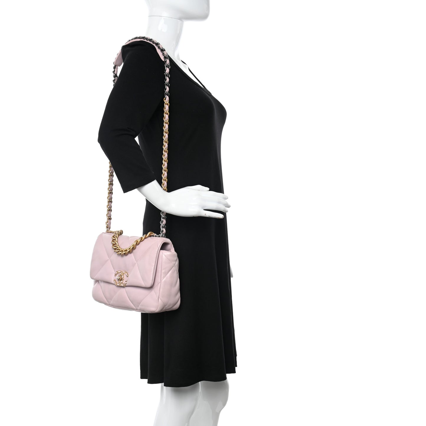 Lambskin Quilted Medium Chanel 19 Flap Light Pink