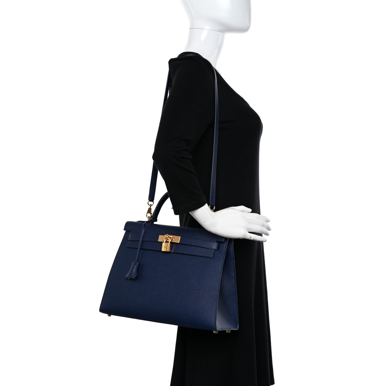 Hermes Epsom Kelly Sellier 32 Bleu Saphir 2 of 11