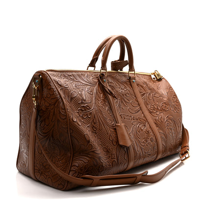 Louis Vuitton Supple Calfskin Embossed Virginia Cowboy Bandouliere 50 Brown 3 of 9