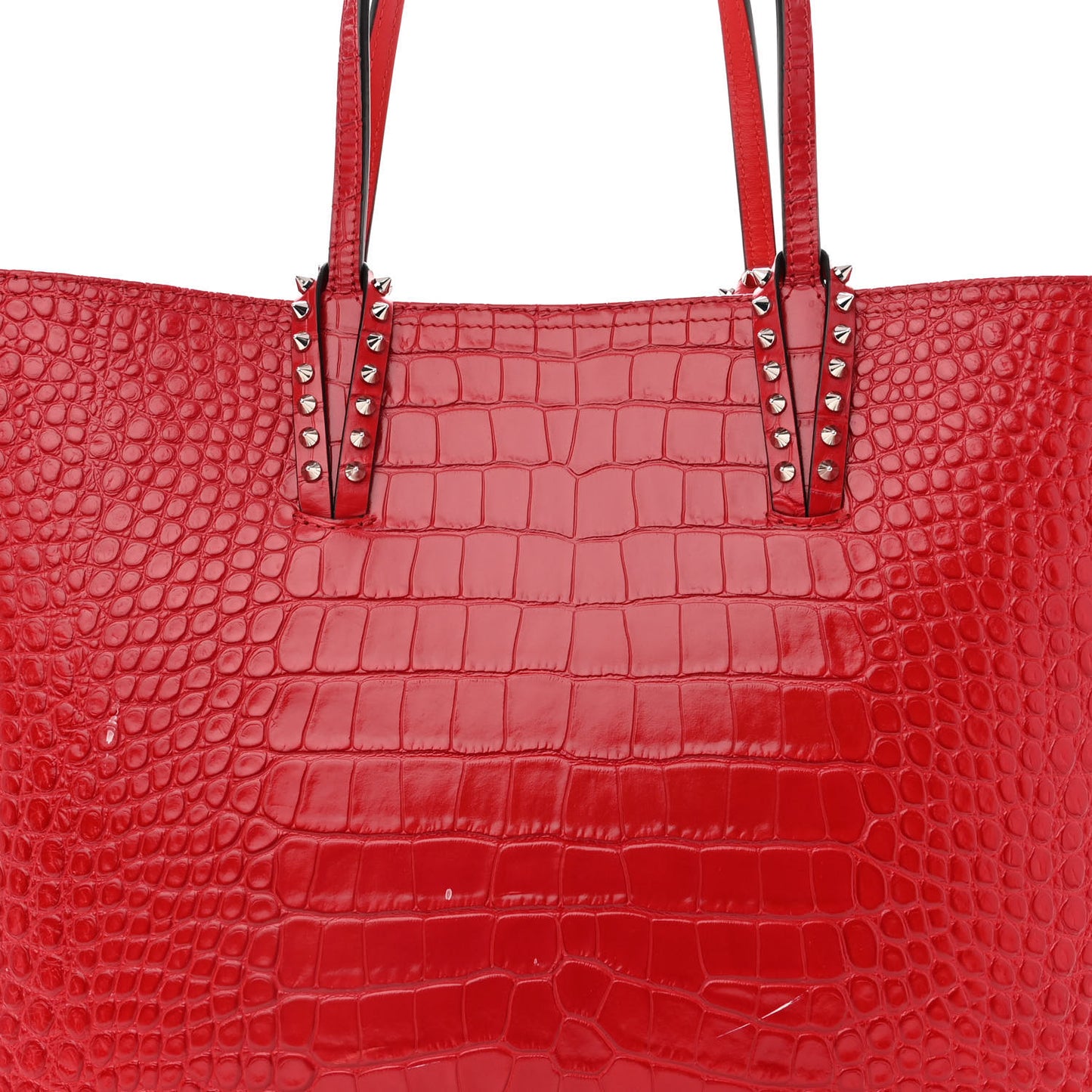 Calfskin Crocodile Embossed Spikes East West Cabata Tote