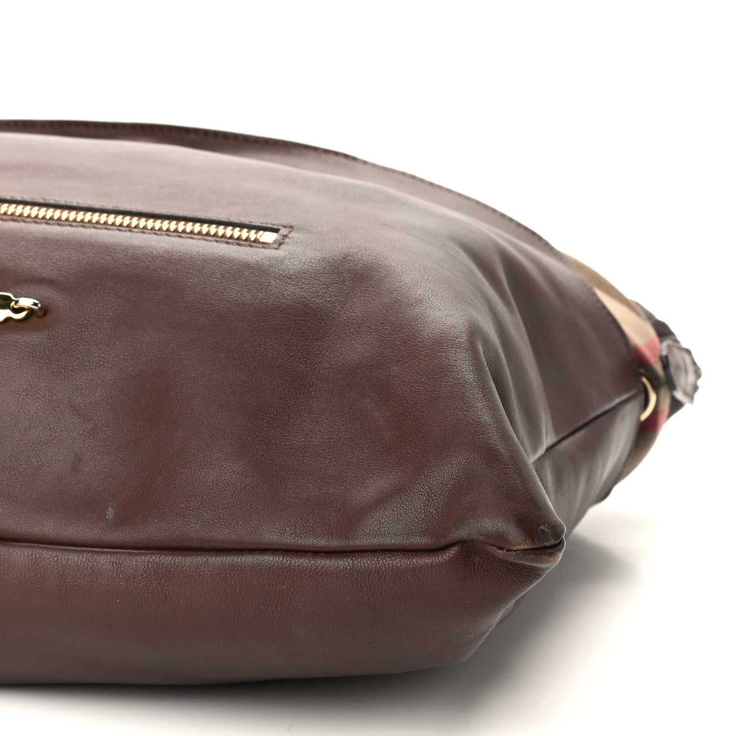 Burberry Soft Calfskin House Check Big Crush Tote Brown Ochre 11 of 21
