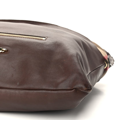 Burberry Soft Calfskin House Check Big Crush Tote Brown Ochre 11 of 21