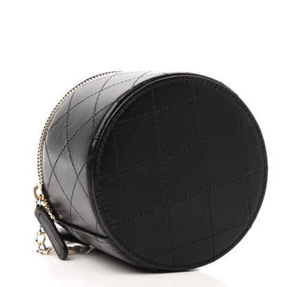 Chanel Lambskin Quilted Round Small Vanity Case With Chain Black 4 of 12