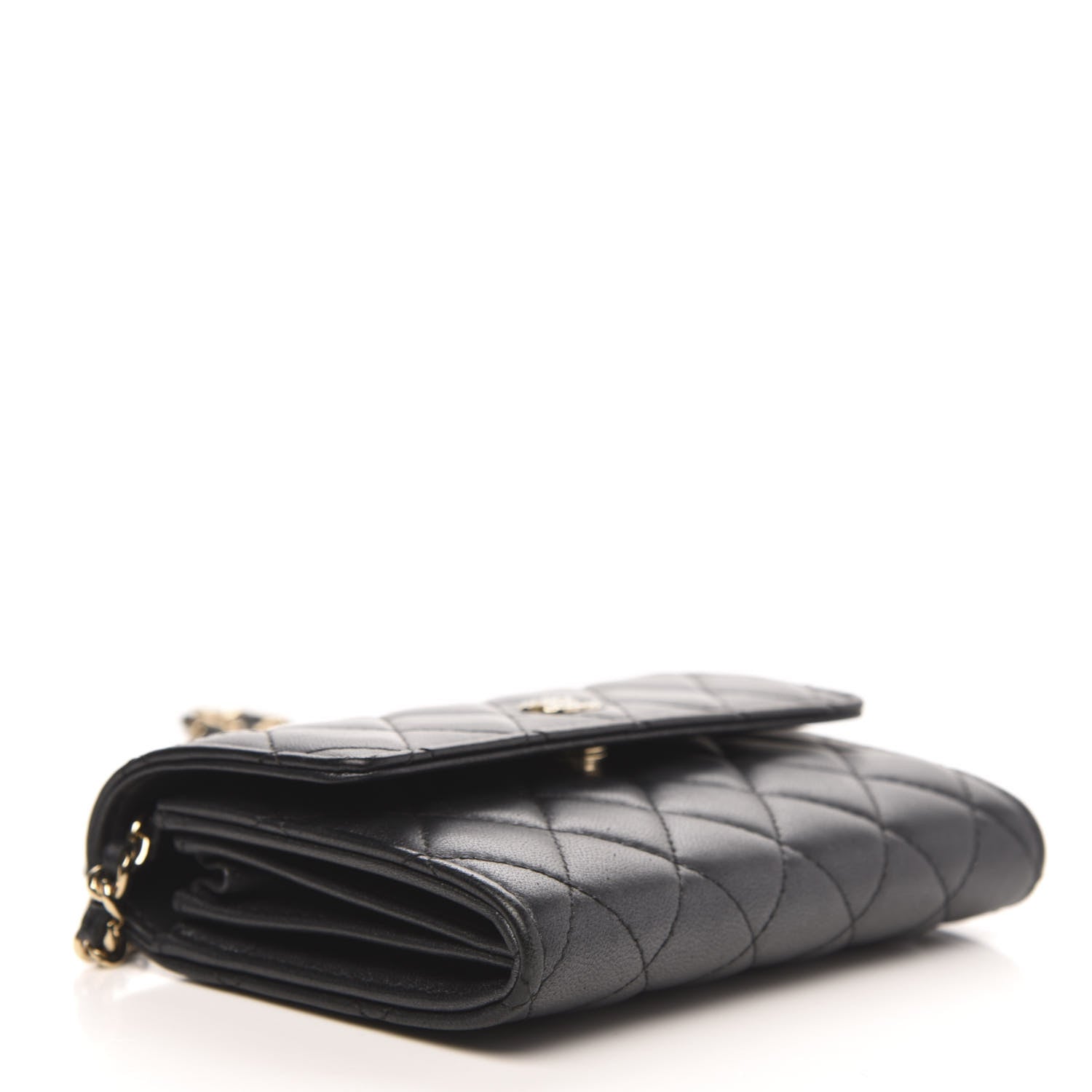 Chanel Lambskin Quilted Pearl Clutch With Chain Black 4 of 11