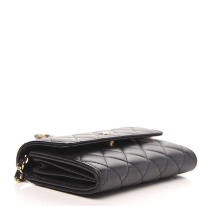 Chanel Lambskin Quilted Pearl Clutch With Chain Black 4 of 11