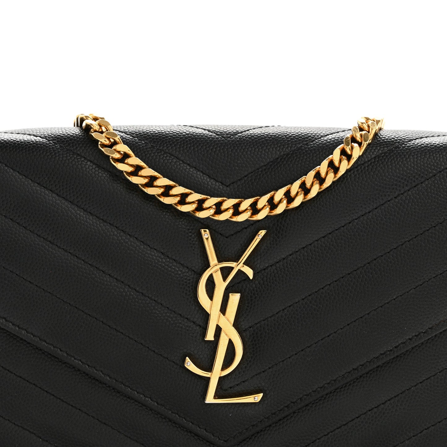 Grain De Poudre Matelasse Chevron Monogram Chain Wallet Black
