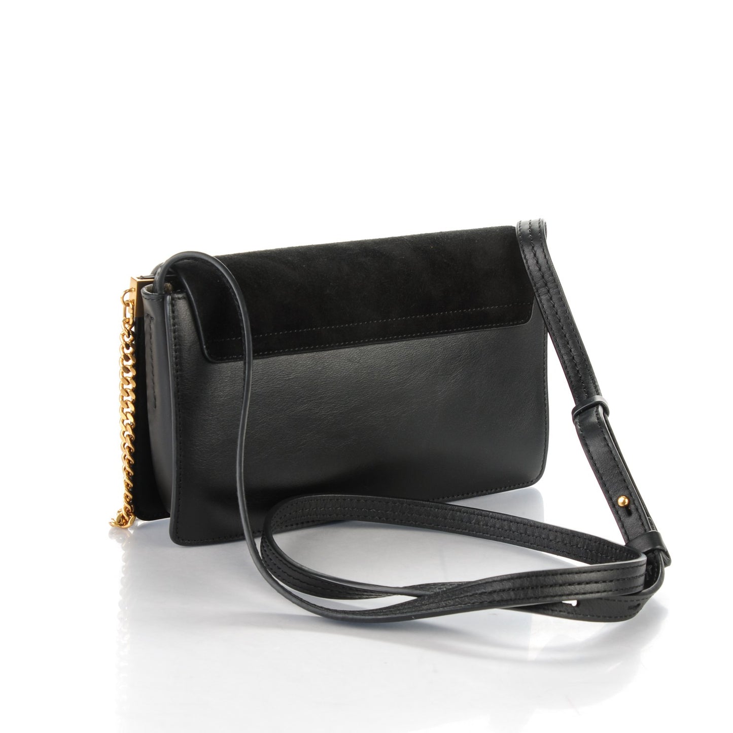 Suede Calfskin Studded Small Faye Shoulder Bag Black