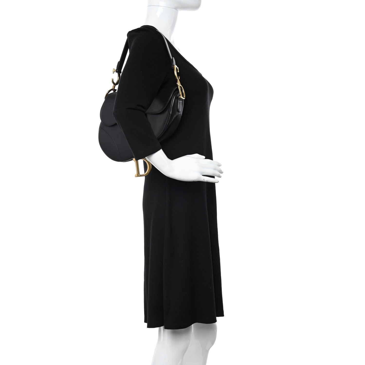 Christian Dior Calfskin Saddle Bag Black 2 of 13