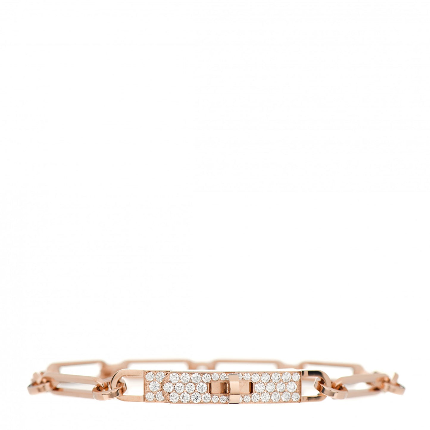 18K Rose Gold Diamond Pave PM Kelly Chaine Bracelet SH