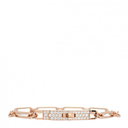 Hermes 18K Rose Gold Diamond Pave PM Kelly Chaine Bracelet SH 1 of 5