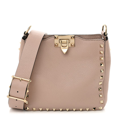 Valentino Garavani Pebbled Calfskin Mini Rockstud Flip-Lock Messenger Bag Poudre 1 of 11