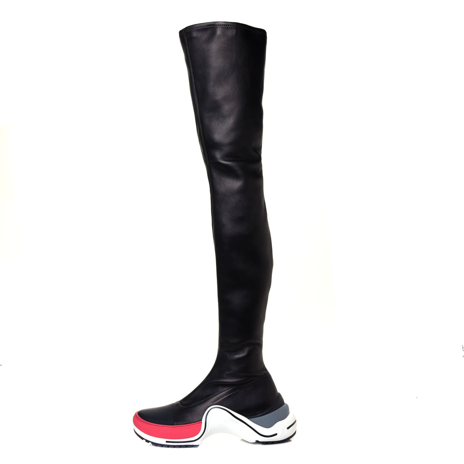 Louis Vuitton Lambskin LV Archlight Flat Thigh Boots 42 Black Pink 1 of 6