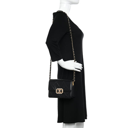 Chanel Calfskin Strass Quilted Mini Flap Black 2 of 10