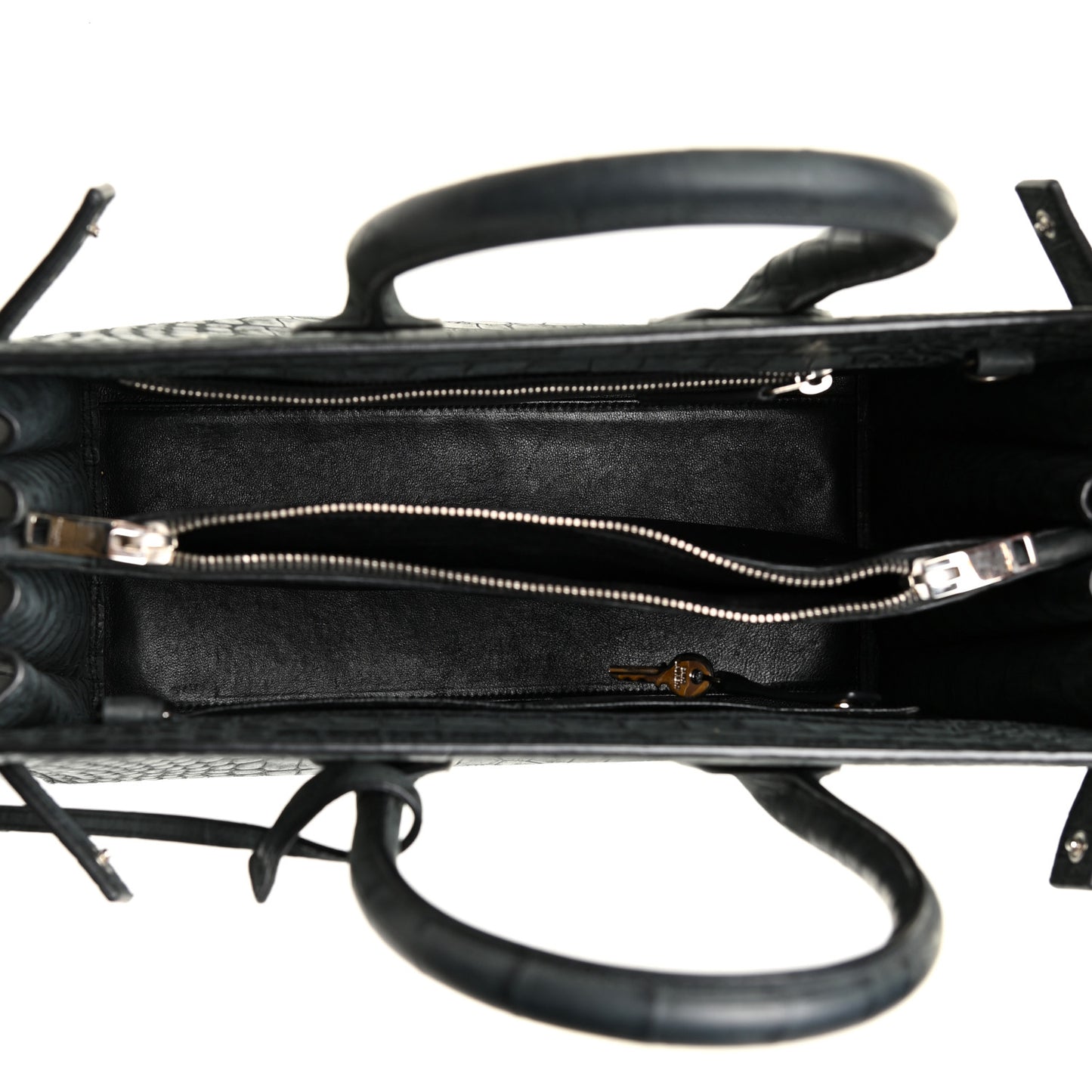Calfskin Crocodile Embossed Small Sac De Jour Dusty Black