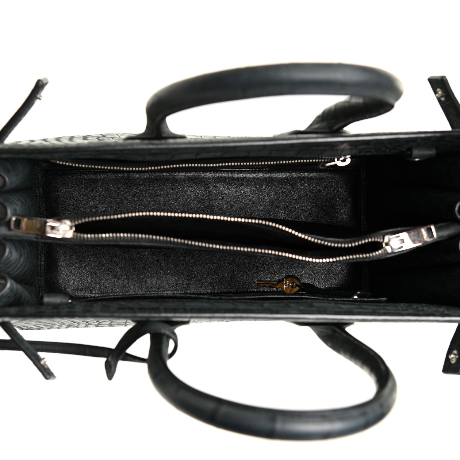 Saint Laurent Calfskin Crocodile Embossed Small Sac De Jour Dusty Black 5 of 18
