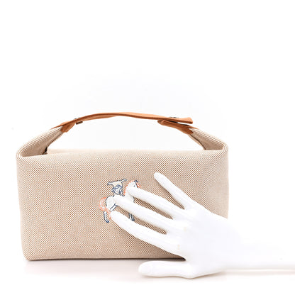 Hermes Canvas Large Bride-A-Brac Cabriole Case Biscuit 2 of 7