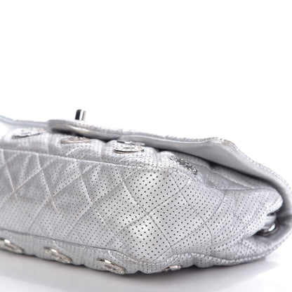 Chanel Metallic Lambskin Perforated Quilted Medium CC Medals Flap Silver 8 of 10