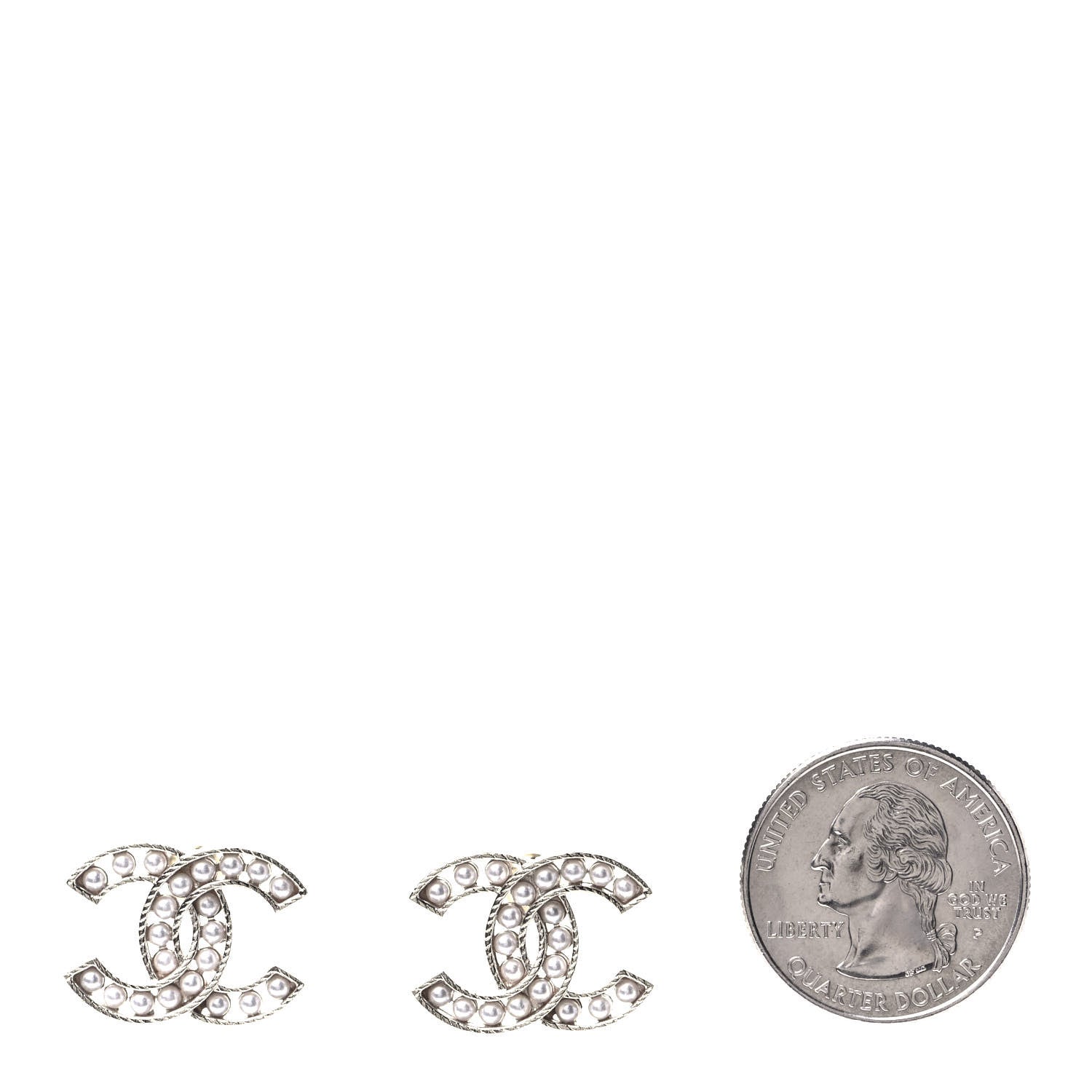 Chanel Pearl CC Earrings Silver 2 of 5