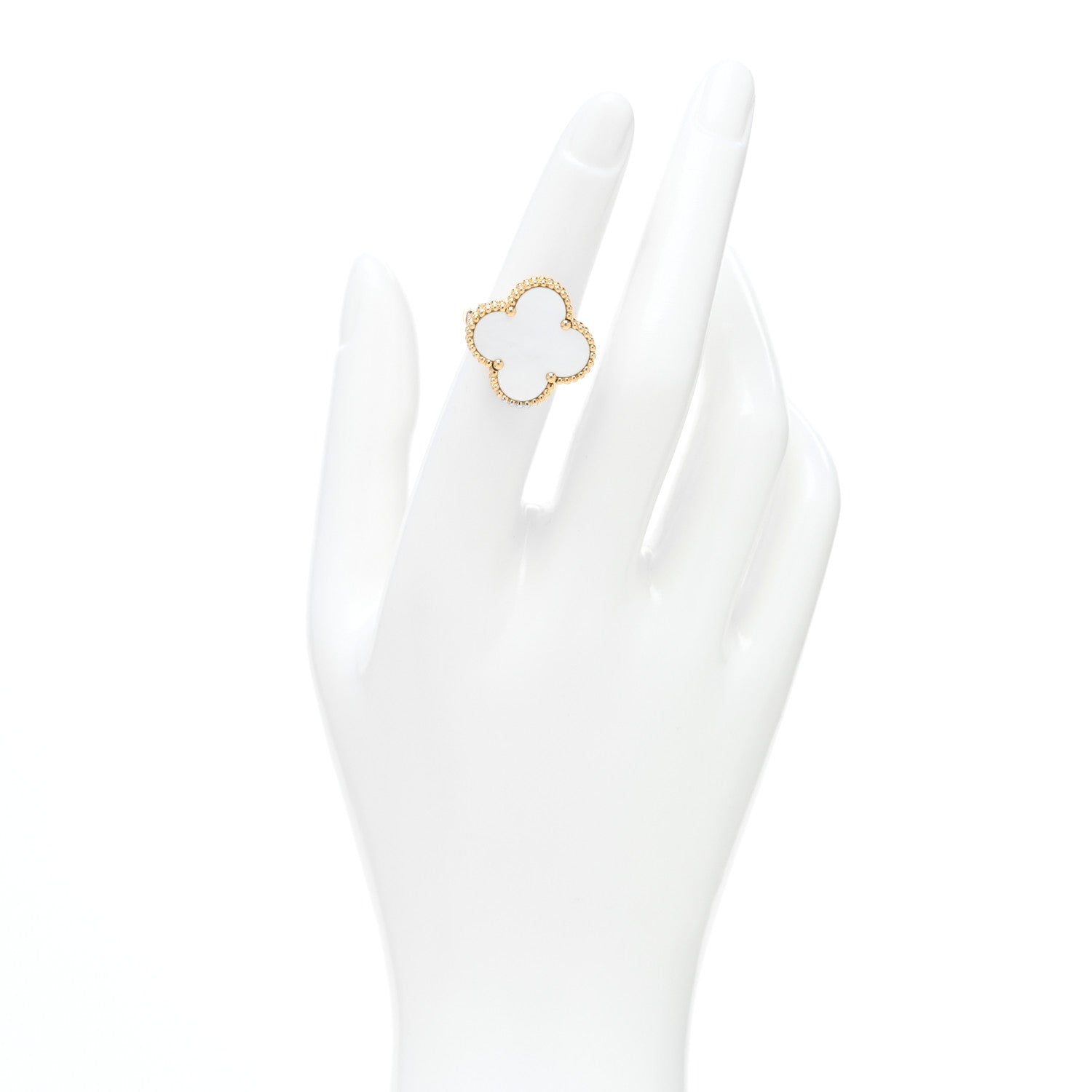 Van Cleef & Arpels 18K Yellow Gold Mother of Pearl Magic Alhambra Ring 49 5 2 of 6