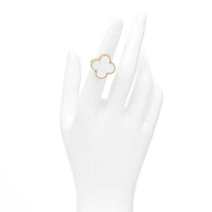 Van Cleef & Arpels 18K Yellow Gold Mother of Pearl Magic Alhambra Ring 49 5 2 of 6