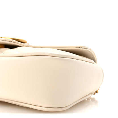 Gucci Calfskin Matelasse Super Mini GG Marmont Shoulder Bag White 9 of 10