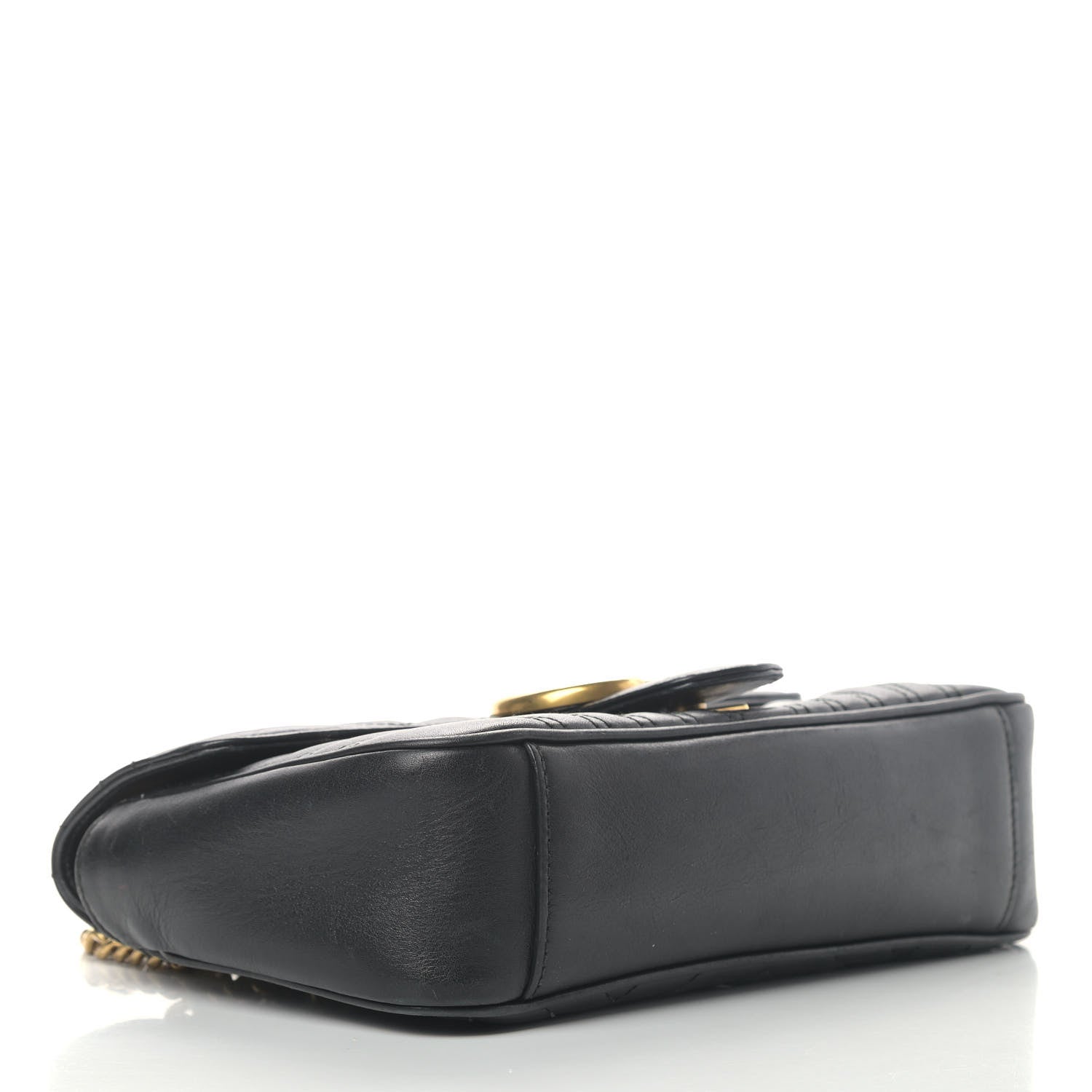 Gucci Calfskin Matelasse Small GG Marmont Shoulder Bag Black 3 of 9