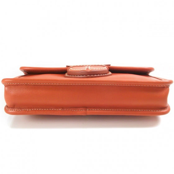 Leather Pushlock Clutch Papaya