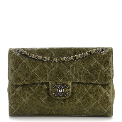 Chanel Crumpled Grained Calfskin Medium CC Crave Flap Green 1 of 10