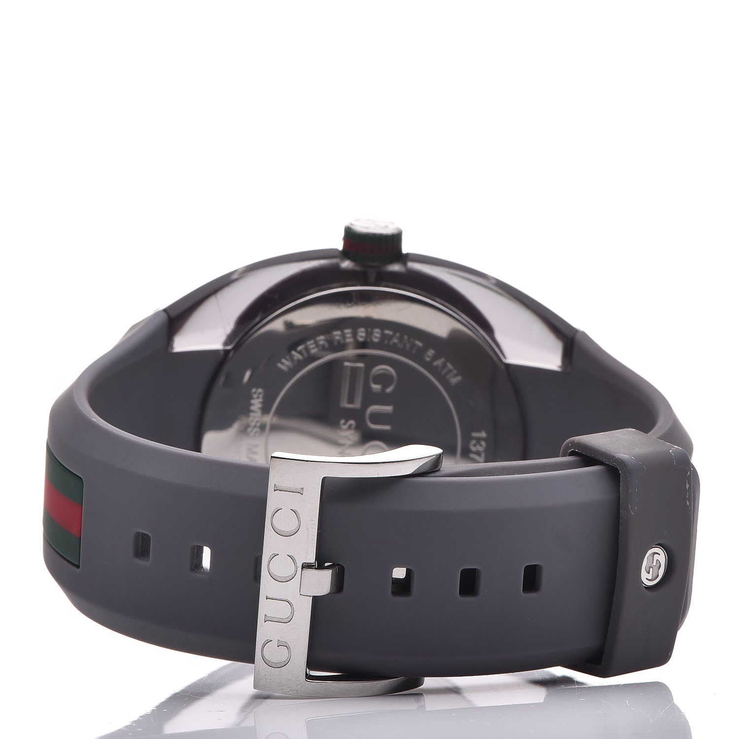 Gucci Stainless Steel Rubber 46mm Sync Web Quartz Watch Grey 4 of 7