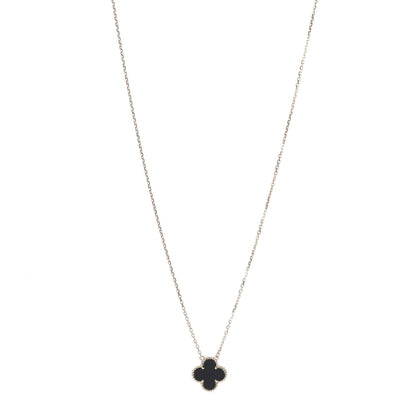 Van Cleef & Arpels 18K Yellow Gold Black Onyx Vintage Alhambra Pendant Necklace 1 of 6
