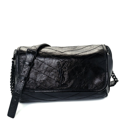 Saint Laurent Crinkled Calfskin Matelasse Monogram Niki Body Bag Black 1 of 12