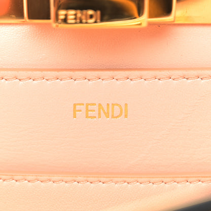 Fendi Vitello Seta Shiny Nappa Medium Peekaboo I SEE U Satchel Black Light Rose 7 of 11