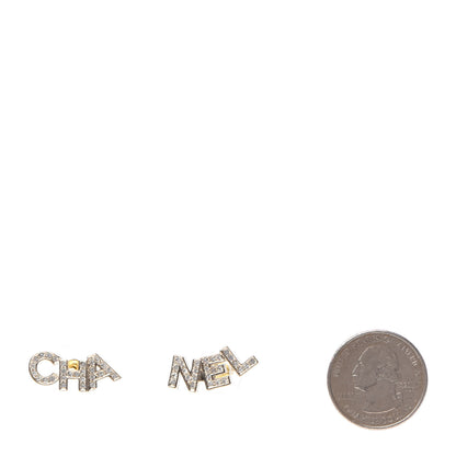 Chanel Crystal Pearl Signature Stud Earrings Gold 2 of 6