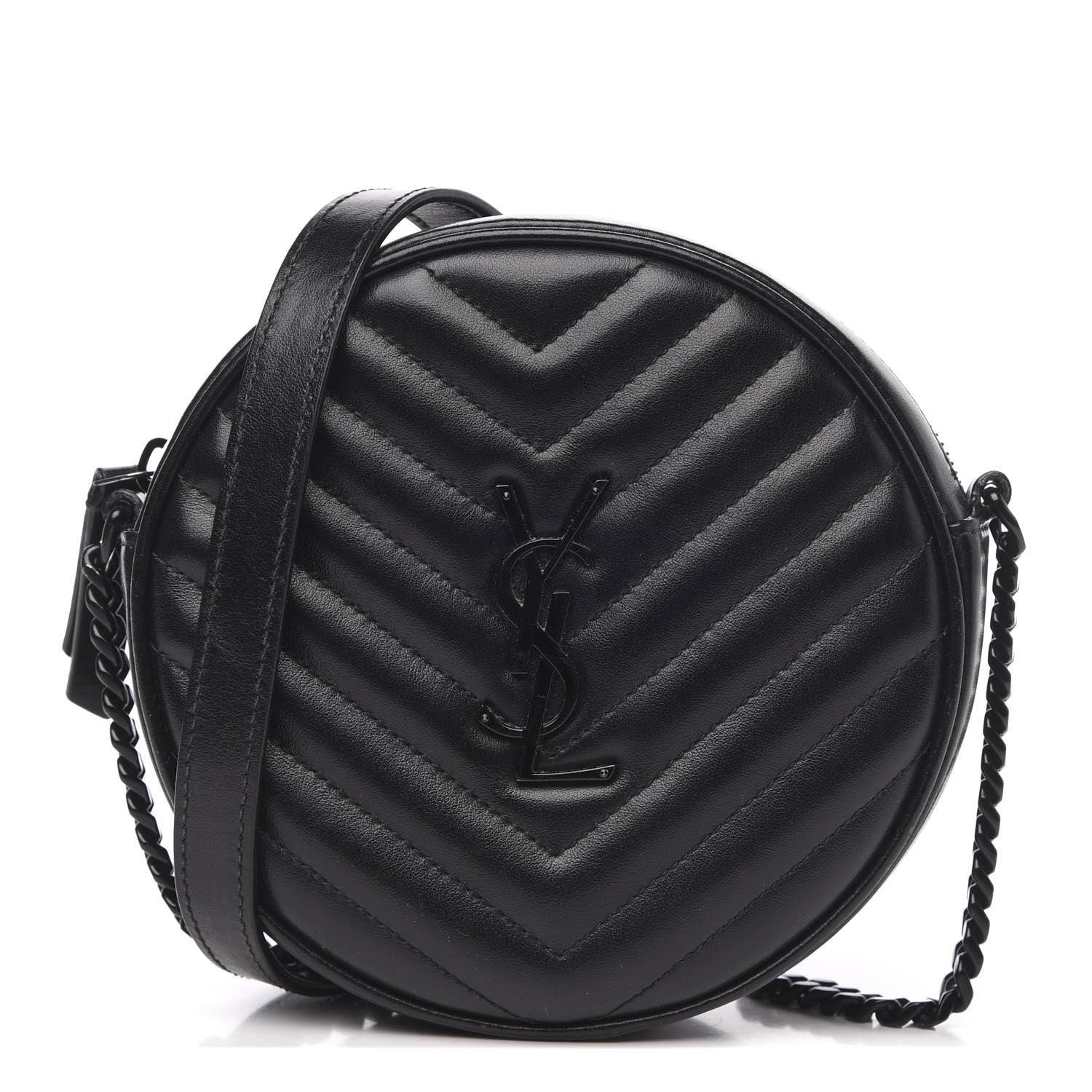 Saint Laurent Calfskin Matelasse Chevron Round Vinyle Camera Bag Black 1 of 10