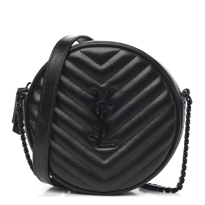 Saint Laurent Calfskin Matelasse Chevron Round Vinyle Camera Bag Black 1 of 10