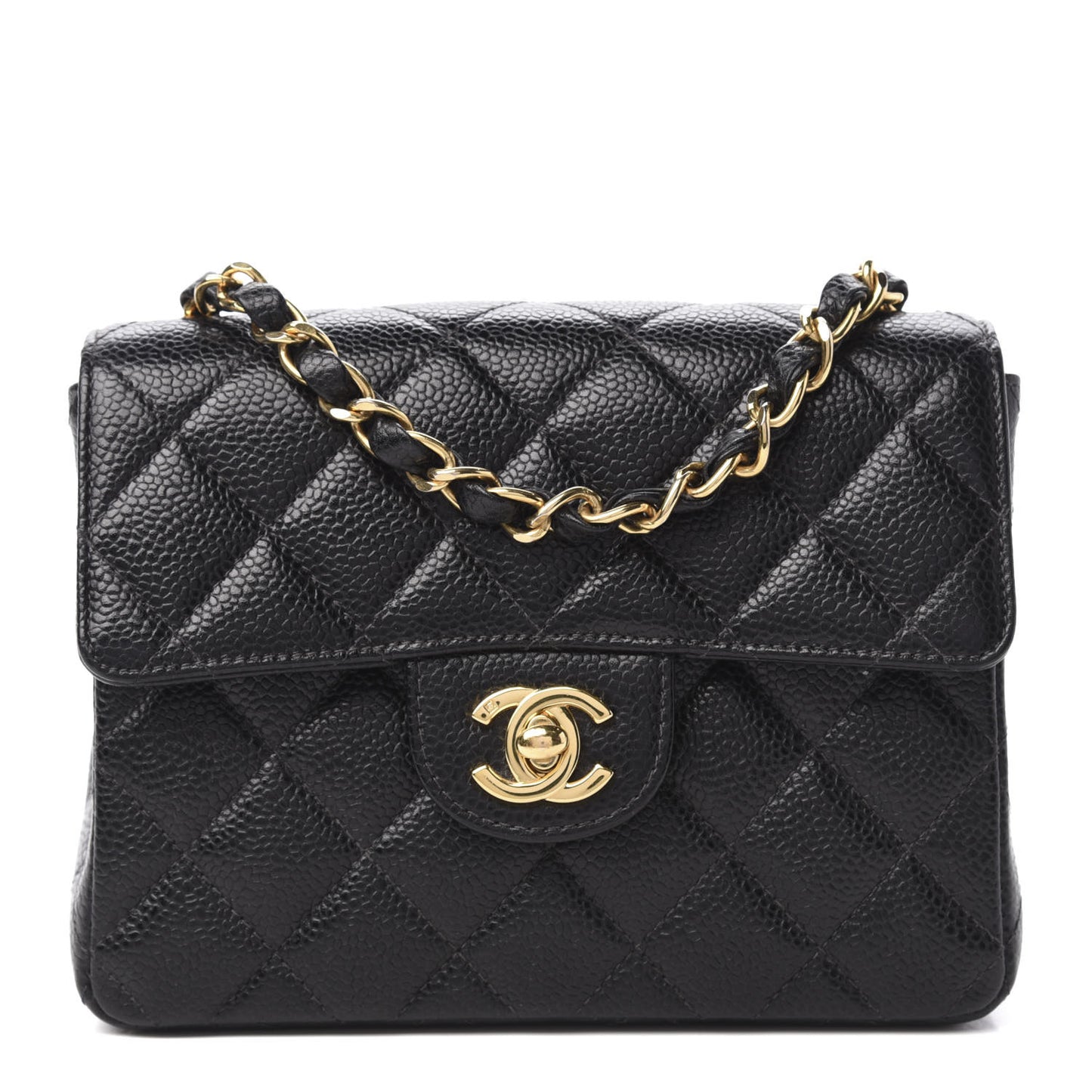 Caviar Quilted Mini Square Flap Black