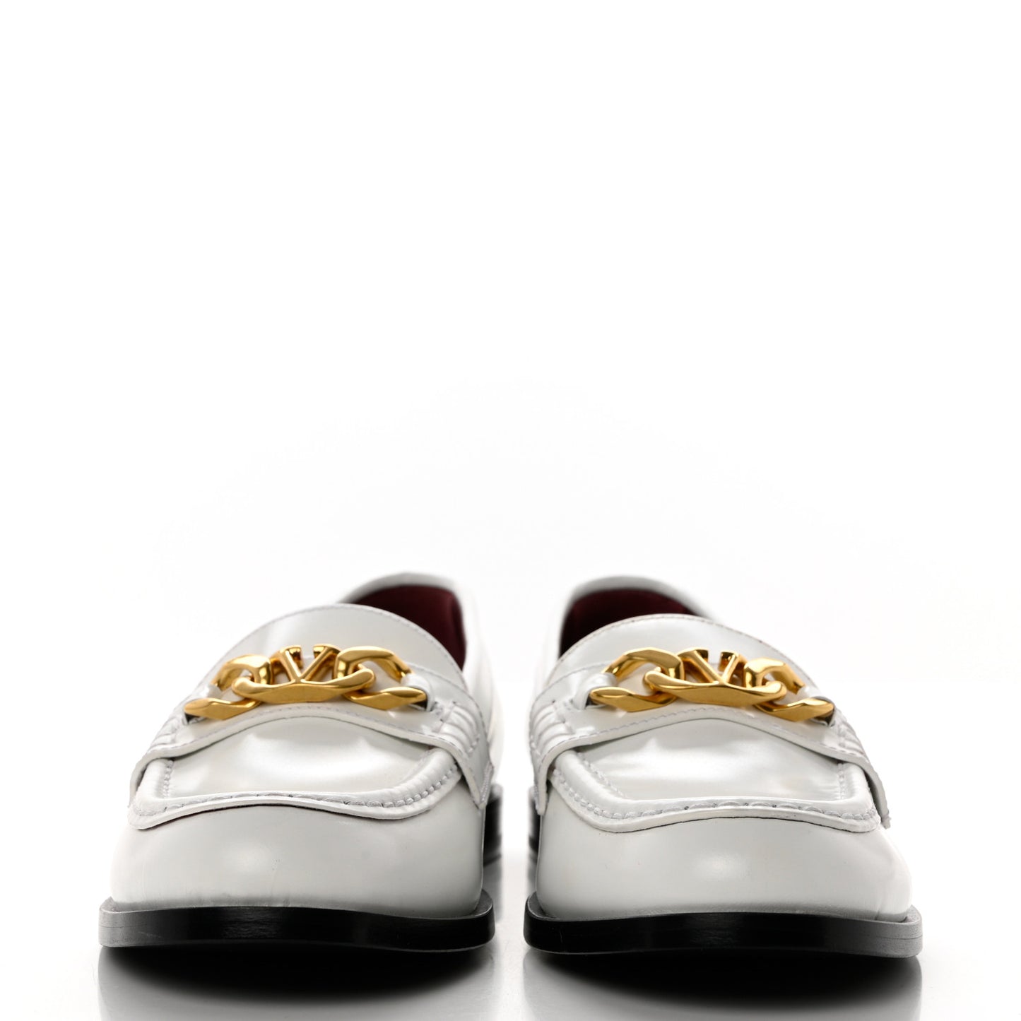 Calfskin VLogo Chain Loafers 38.5 White