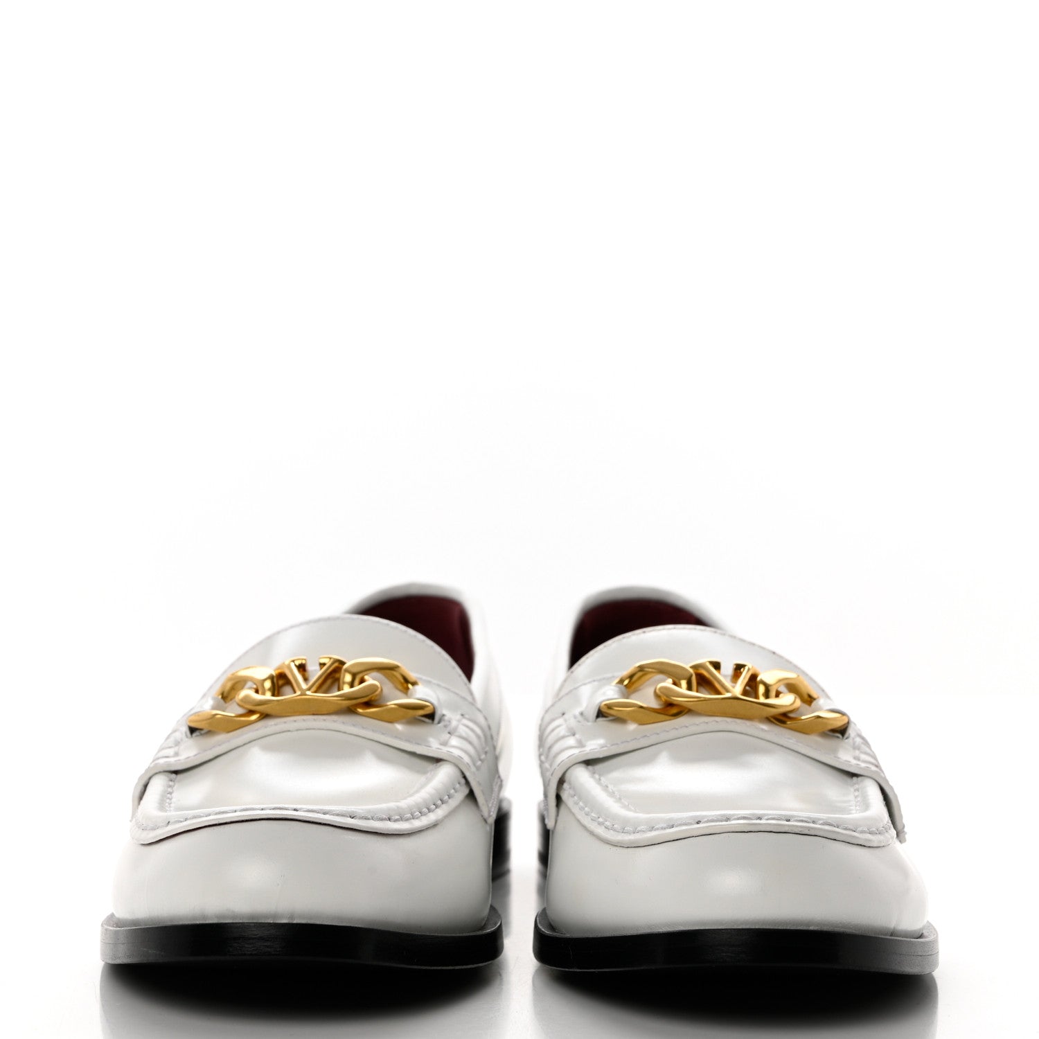 Valentino Garavani Calfskin VLogo Chain Loafers 38.5 White 2 of 8