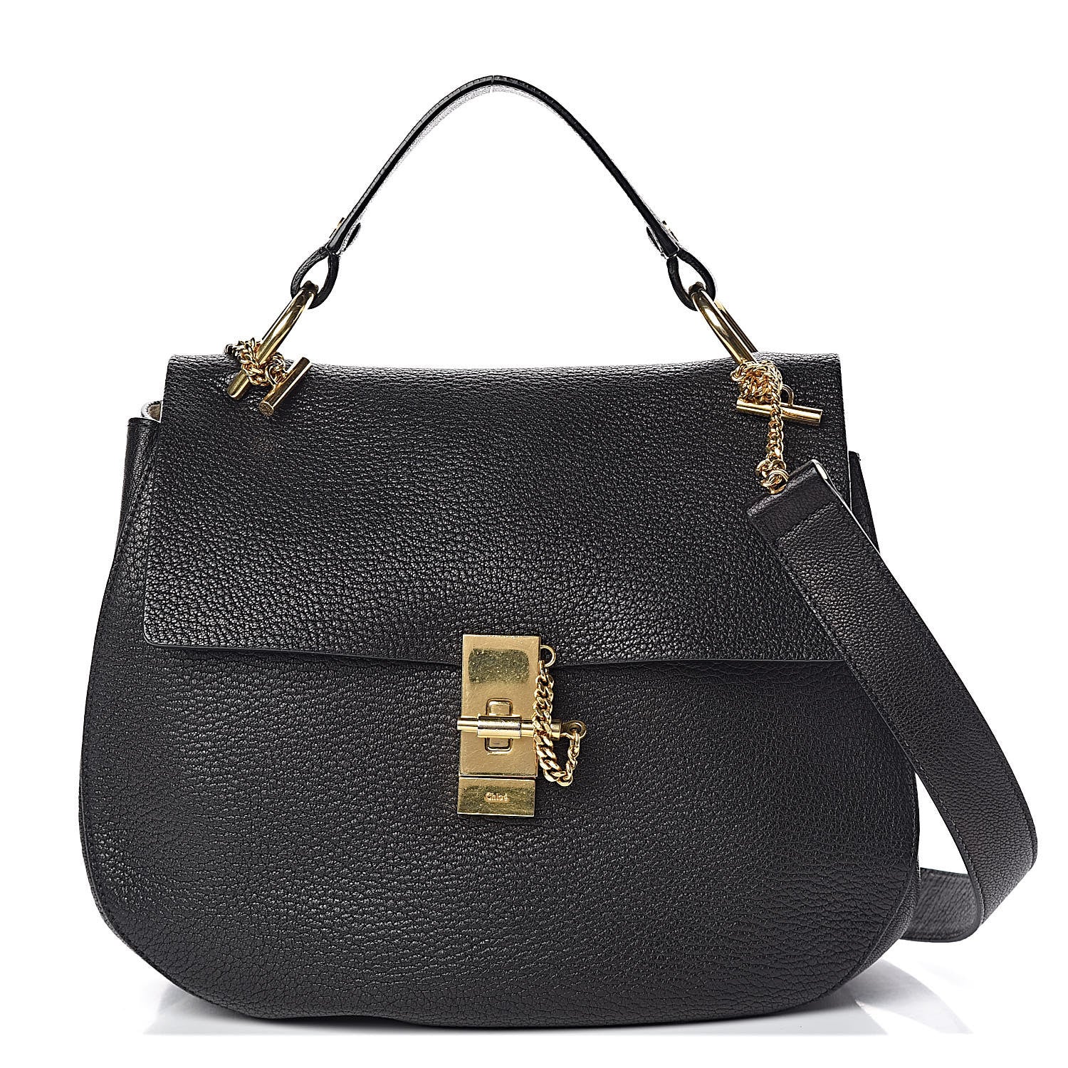 Chloe Grained Lambskin Large Drew Shoulder Bag Black 1 of 19