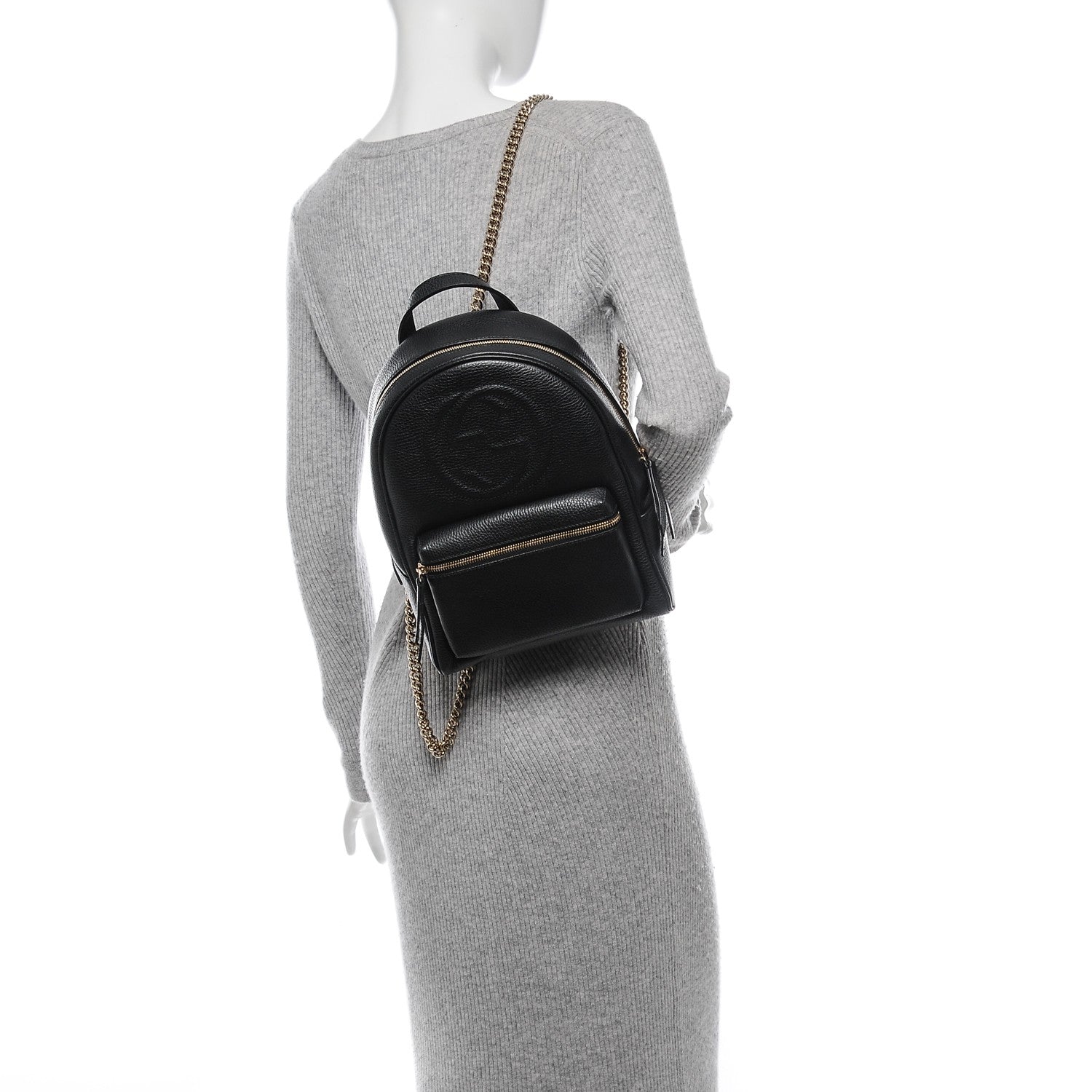 Gucci Pebbled Calfskin Soho Chain Backpack Black 2 of 6
