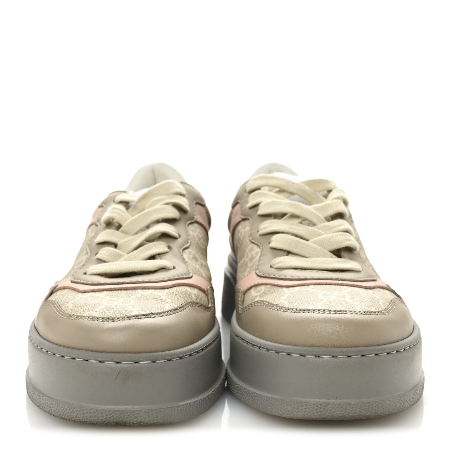 Calfskin GG Supreme Monogram Perforated Womens Platform 55mm Sneakers 37 Apricot Pink Beige Grey