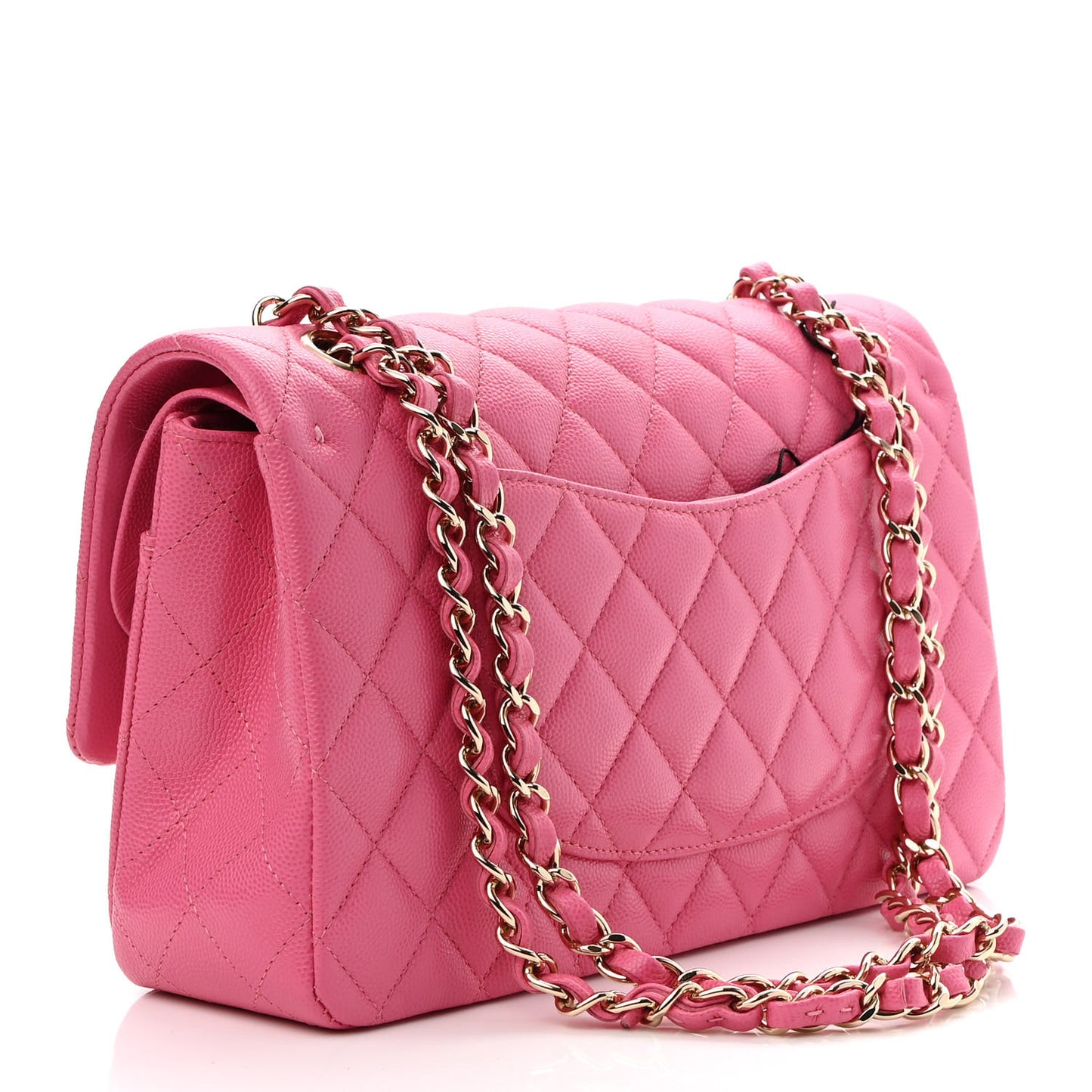 Caviar Quilted Medium Double Flap Pink