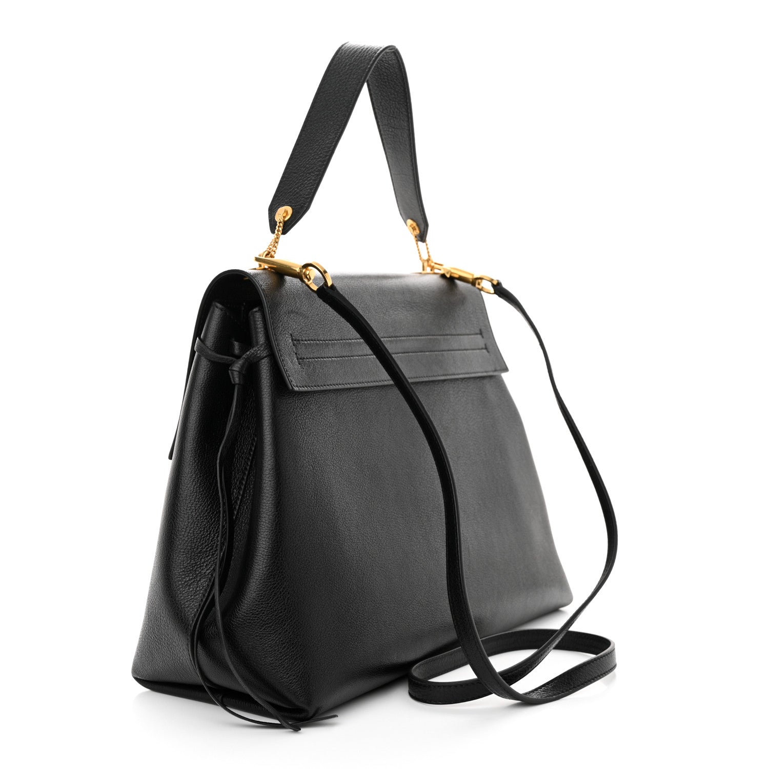 Valentino Garavani Pebbled Calfskin Large VRing Chain Shoulder Bag Black 3 of 10