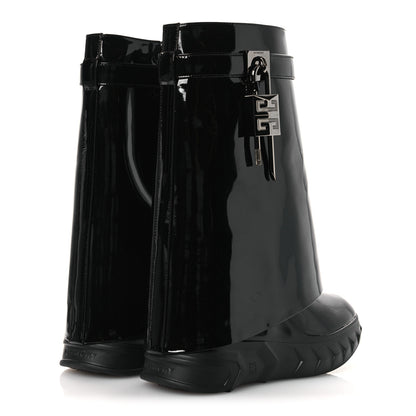 Givenchy Patent Shark Lock Biker Ankle Boots 37 Black 5 of 11