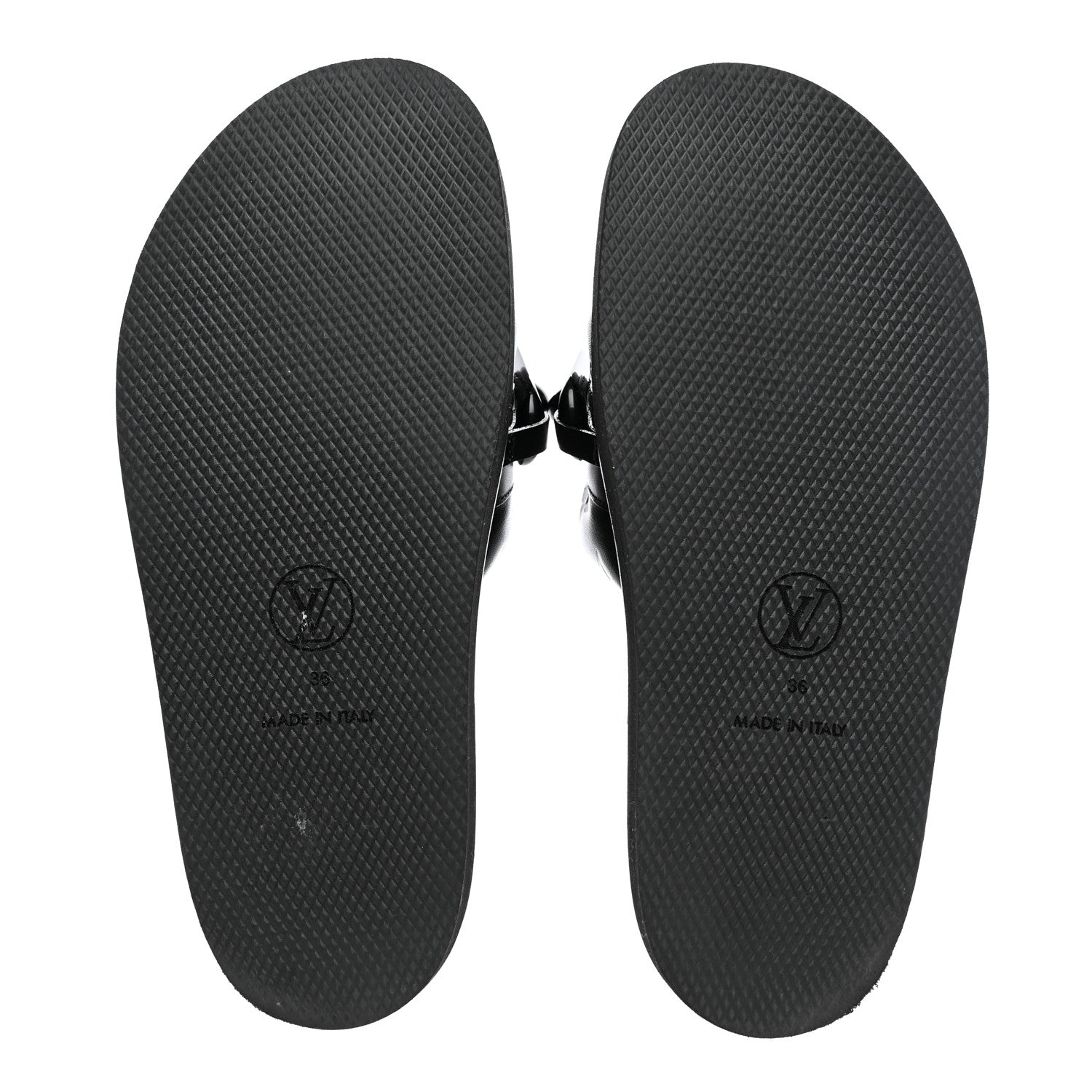 Louis Vuitton Calfskin Embossed Monogram Sunset Flat Comfort Mule 36 Black 5 of 13