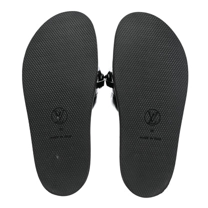 Louis Vuitton Calfskin Embossed Monogram Sunset Flat Comfort Mule 36 Black 5 of 13