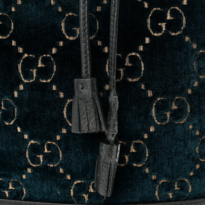 Gucci Velvet GG Monogram Web Bucket Bag Blue Beige 8 of 13